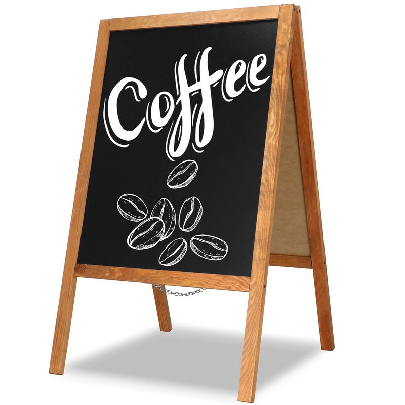 Potykacz kredowy, dwustronna tablica 100x60 cm drewniany, brązowo-czarna