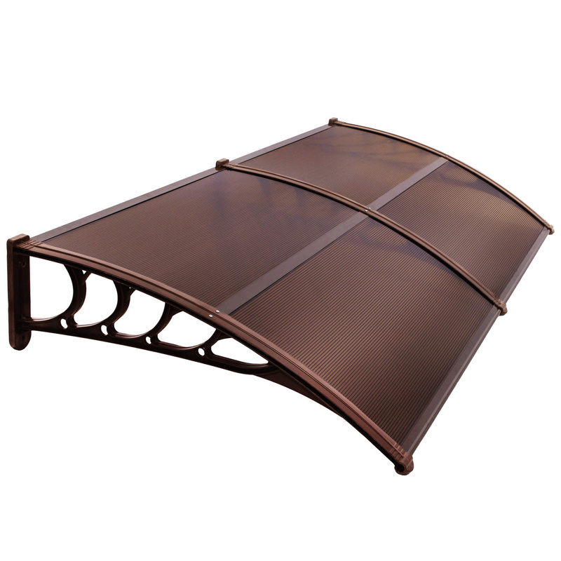 Zadaszenie łukowe nad drzwi, daszek do drzwi wejściowych, balkonowych, tarasowych 200x100 cm brązowy, transparentny