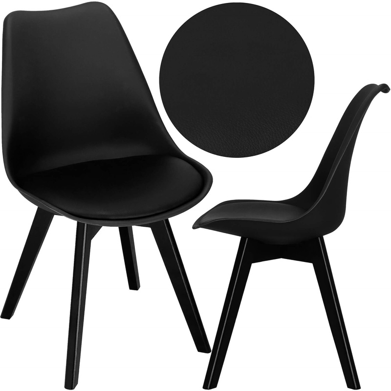 Krzesło Verde do jadalni, kuchni krzesło skandynawskie z poduszką tapicerowaną czarne