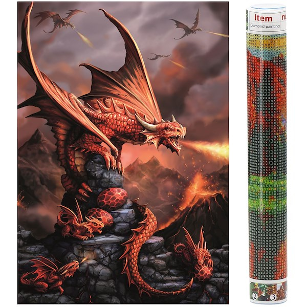 Haft diamentowy mozaika smok obraz 40x30 cm