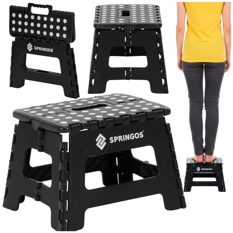 Taboret, stołek składany wielofunkcyjny 150 kg podest, stopień, czarny