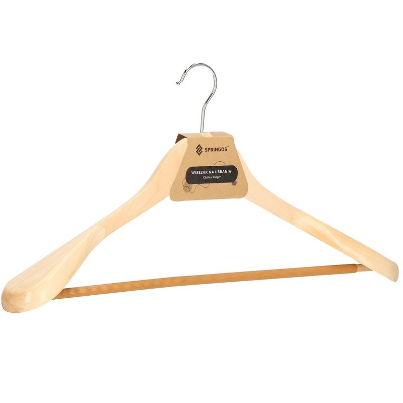Wieszak drewniany na garnitur, na ubrania naturalne drewno