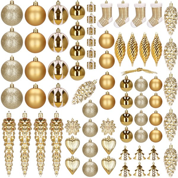 Bombki choinkowe 72 szt. ozdoby świąteczne złoty