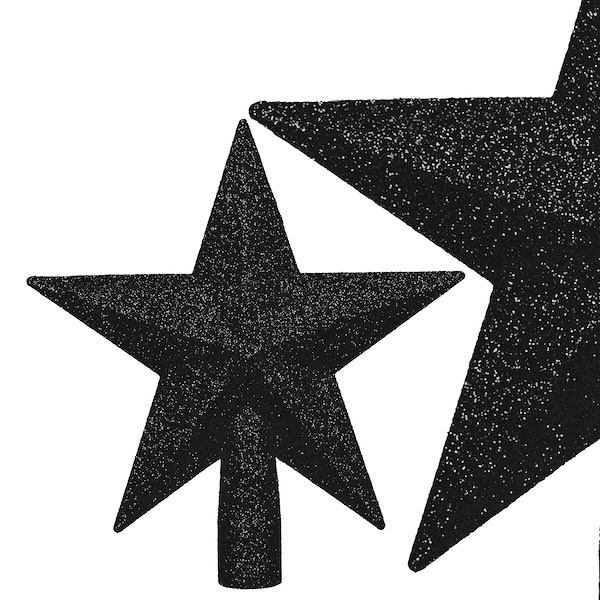 Szpic na choinkę, gwiazda nietłukąca 15 cm czubek brokatowy, czarny