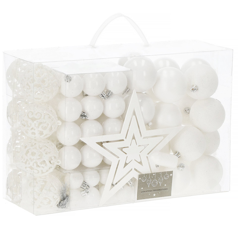 Bombki choinkowe 101 sztuk, białe ozdoby świąteczne