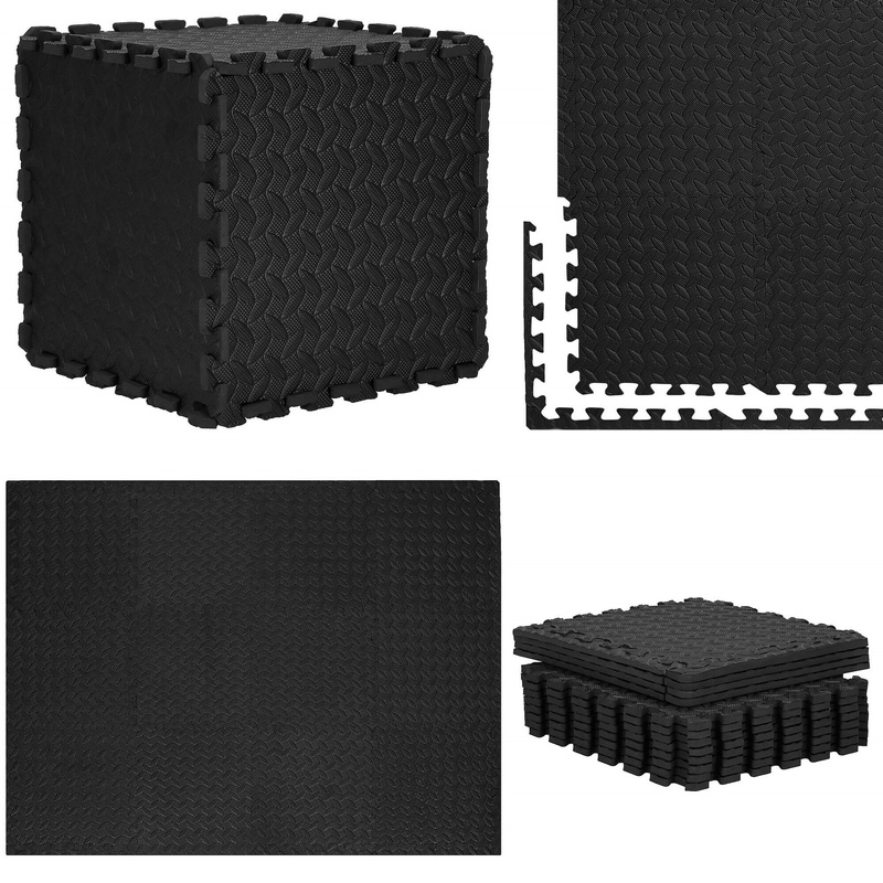 Mata piankowa do ćwiczeń 90x118 cm czarne puzzle pod sprzęt pianka EVA