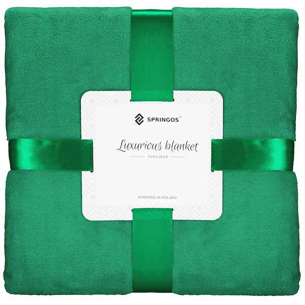 Narzuta na łóżko zielony koc 200x220 cm pled na kanapę