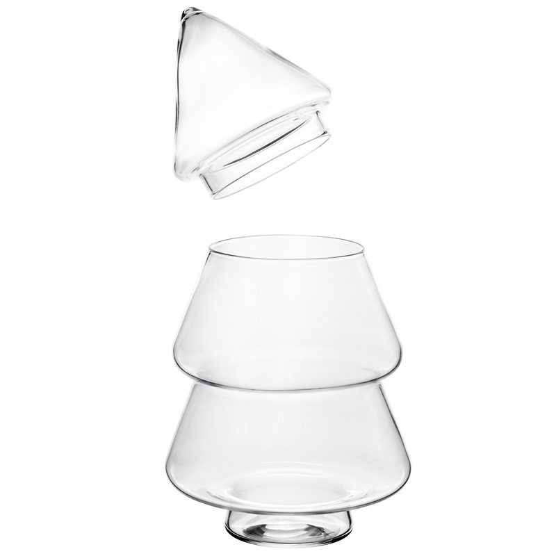 Pojemnik szklany, świateczny 23 cm na dekoracje świąteczne, bombonierka choinka, bezbarwny