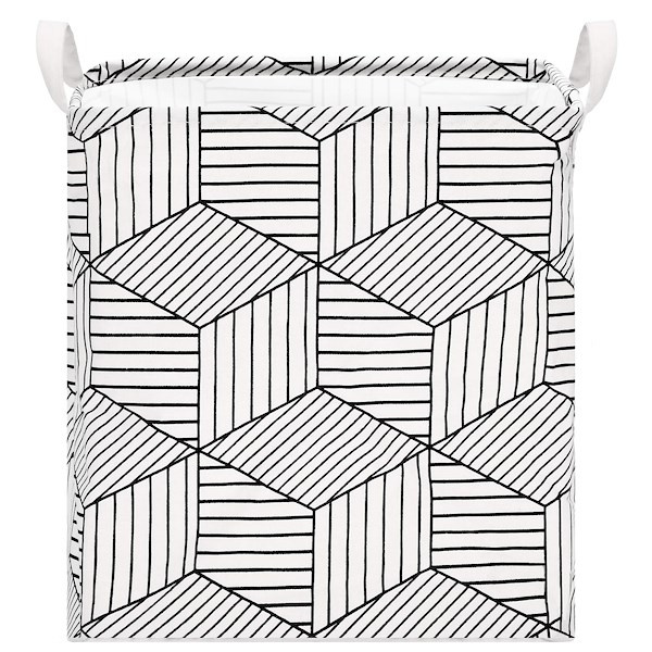 Kosz do przechowywania pojemnik na zabawki ubrania biało-czarny