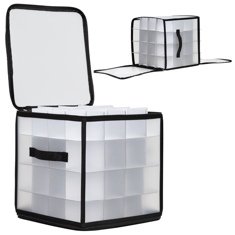 Organizer na dekoracje świateczne 64 przegródki, torba na bombki czarno-przeźroczysty