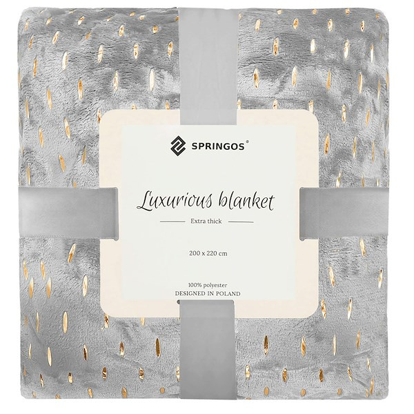 Narzuta na łóżko koc 200x220 cm pled szary na kanapę
