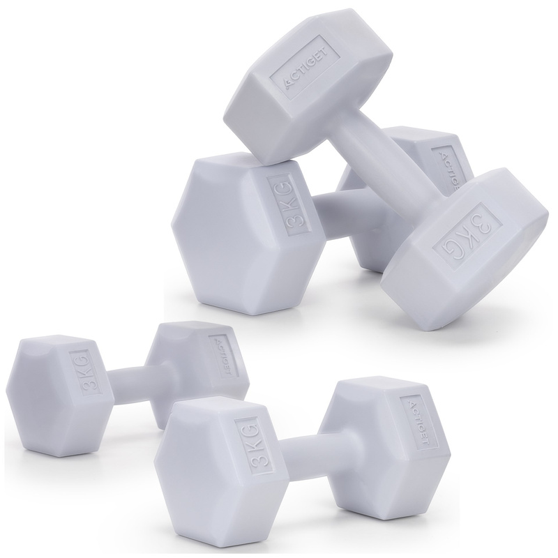 Hantle 2x3 kg hexagonalne do ćwiczeń fitness ciężarki zestaw 2 szt. szare