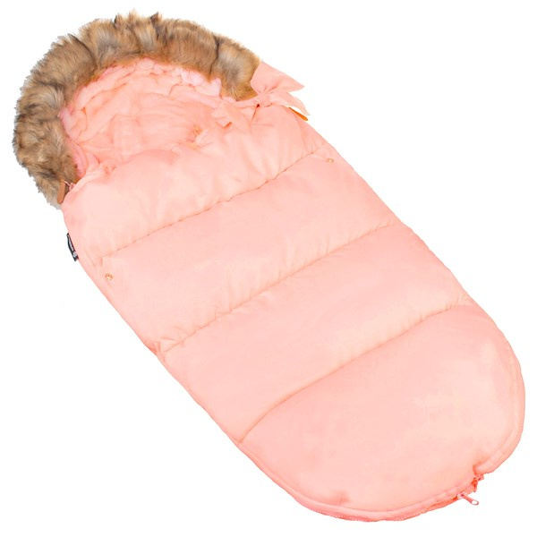 Różowy śpiworek z futerkiem do wózka, sanek