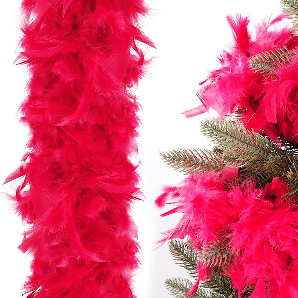 Boa z piór naturalnych 180 cm łańcuch na choinkę, ozdoba świąteczna czerwony