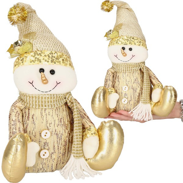Bałwanek 38 cm dekoracja ozdoba świąteczna, figurka gnom złoty