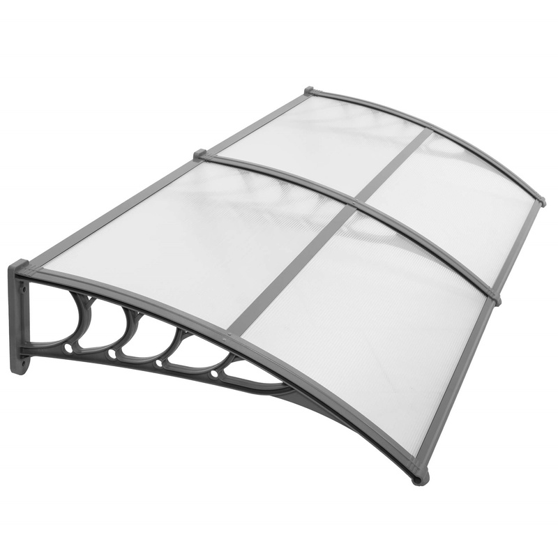 Zadaszenie łukowe nad drzwi, daszek do drzwi wejściowych, balkonowych, tarasowych 200x100 cm szary, transparentny