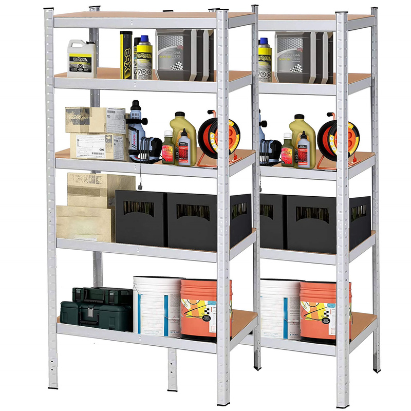 Regały metalowe z 5 półkami 2 szt. magazynowe 150x75x30cm 625kg do piwnicy, garażu
