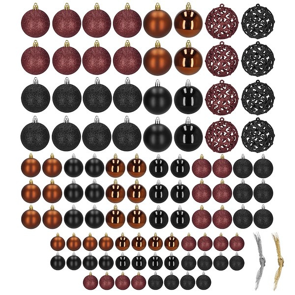 Bombki choinkowe 100 szt. ozdoby świąteczne zestaw 3/4/6 cm