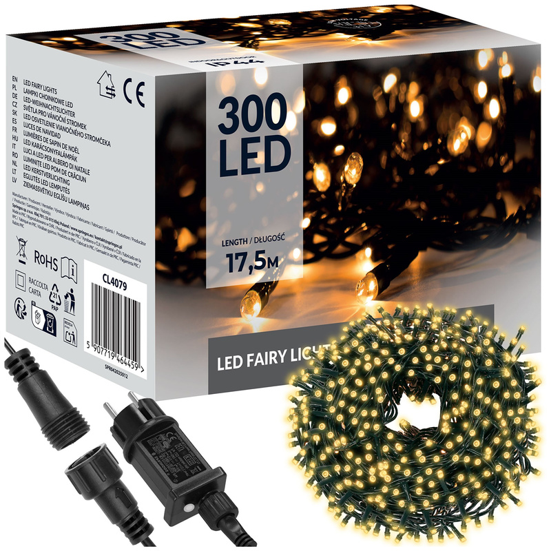 Lampki choinkowe 300 LED 15 m biały ciepły zewnętrzne oświetlenie świąteczne