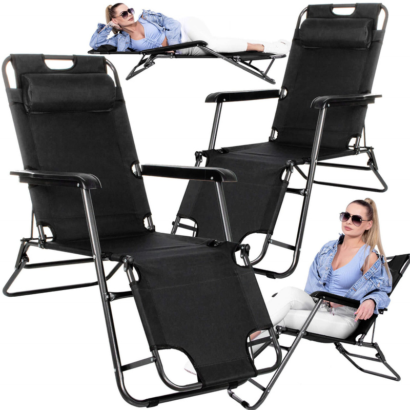 Leżaki ogrodowe 2 szt. Zero Gravity fotele składane na taras leżanki na balkon czarne