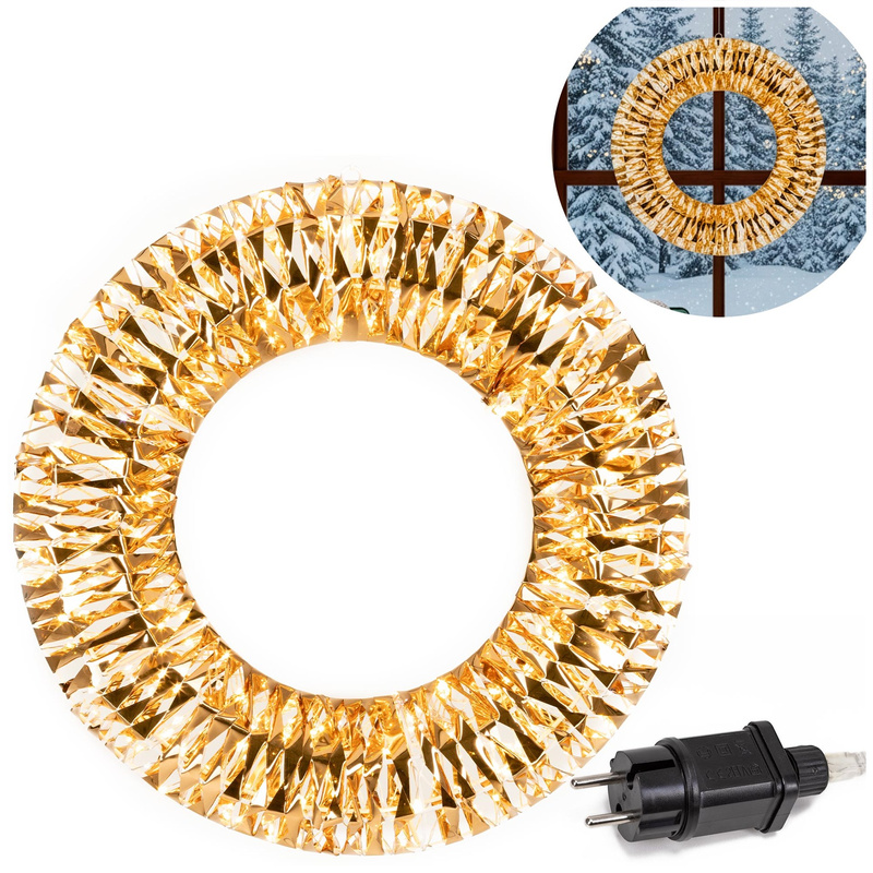 Wieniec świąteczny LED 45 cm wianek na drzwi 360 LED ozdoba bożonarodzeniowa ciepły biały