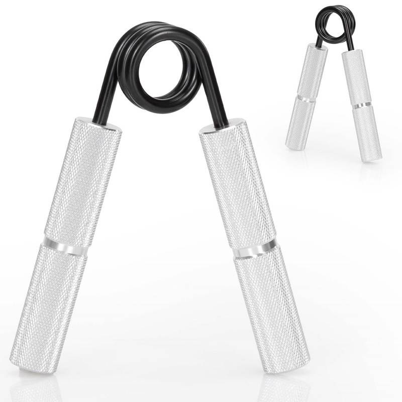 Ściskacz do rąk opór 45 kg do treningu dłoni i nadgarstków, srebrno-czarny