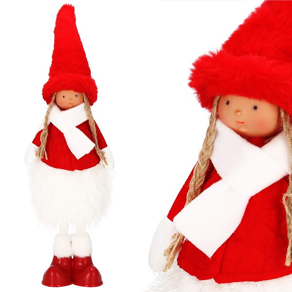 Laleczka świąteczna 50 cm, stojąca figurka dziewczynka ozdoba