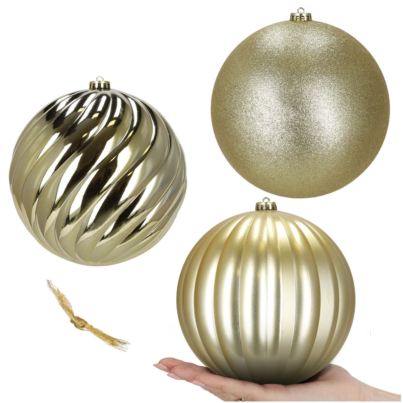 Bombki choinkowe duże 3 szt. duże ozdoby świąteczne 20,5 cm nietłukące złote