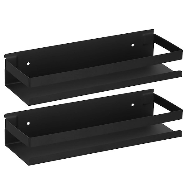 Półka łazienkowa zestaw 2 szt. wisząca pod prysznic 30x10 cm stal nierdzewna loft czarna