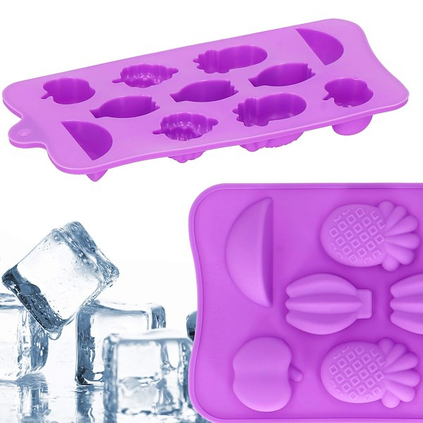 Foremka do lodu elastyczna silikonowa tacka na 11 kostek lodu w kształcie owoców