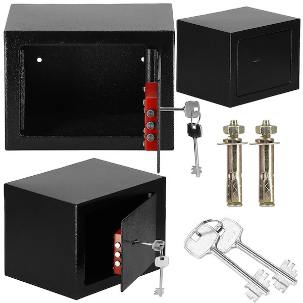 Sejf domowy na klucz, kasetka, skrytka na pieniądze czarny
