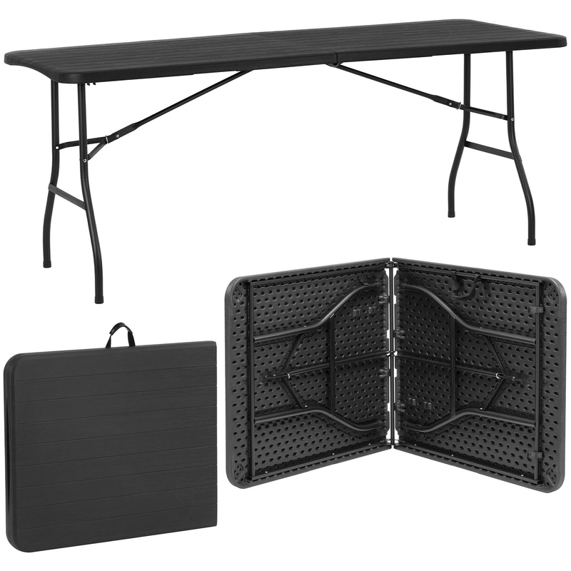 Stół cateringowy 180 cm bankietowy składany w walizkę stolik ogrodowy, turystyczny czarny