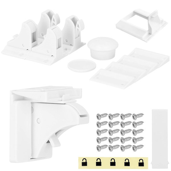 Blokada szuflad, zabezpieczenie szafek, mebli 4 szt. białe