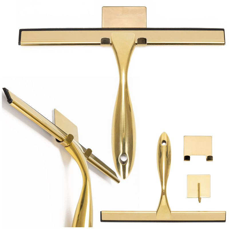 Ściągaczka łazienkowa do wody, kabiny prysznicowej z uchwytem, złota