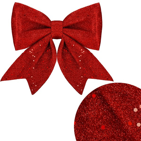 Kokardka na choinkę brokatowa 20 cm ozdoba świąteczna zawieszka czerwona