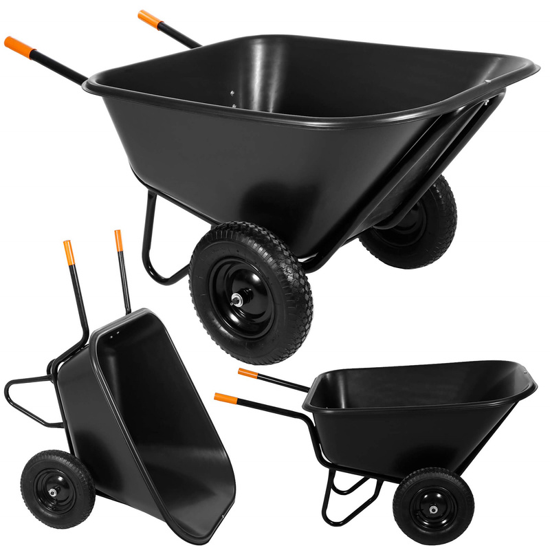 Taczka ogrodowa dwukołowa wózek transportowy 300 L czarny