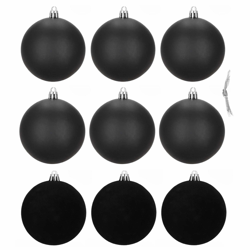 Bombki choinkowe zestaw 9 szt. ozdoby świąteczne do stroika 8,5 cm nietłukące, czarne