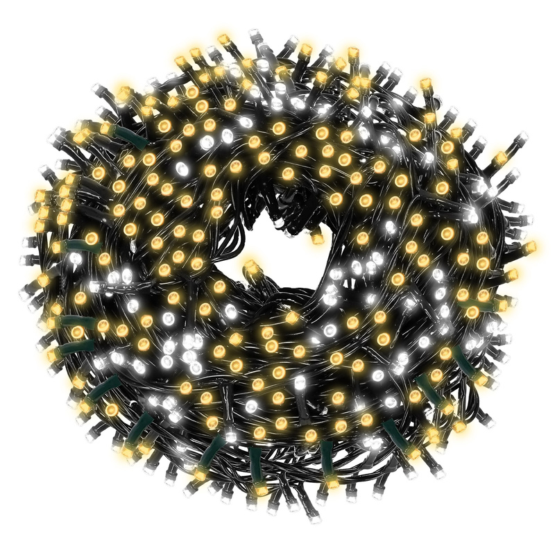 Lampki choinkowe 1000 LED 50 m ciepły biały + flash zewnętrzne oświetlenie świąteczne