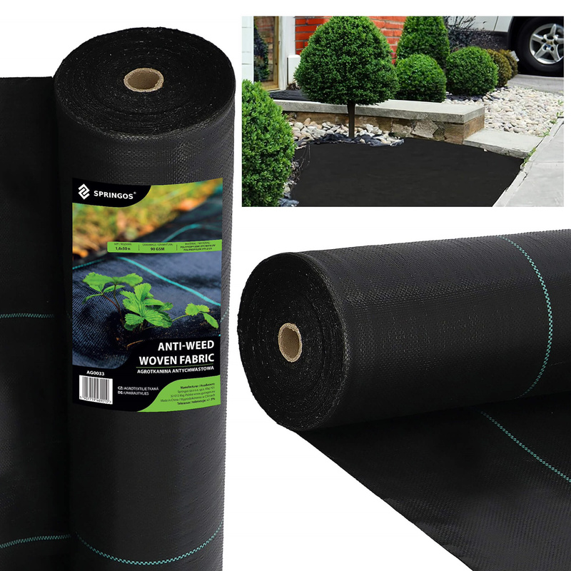 Agrowłóknina antychwastowa agrotkanina 90g czarna mata 1,6x50 m gruba