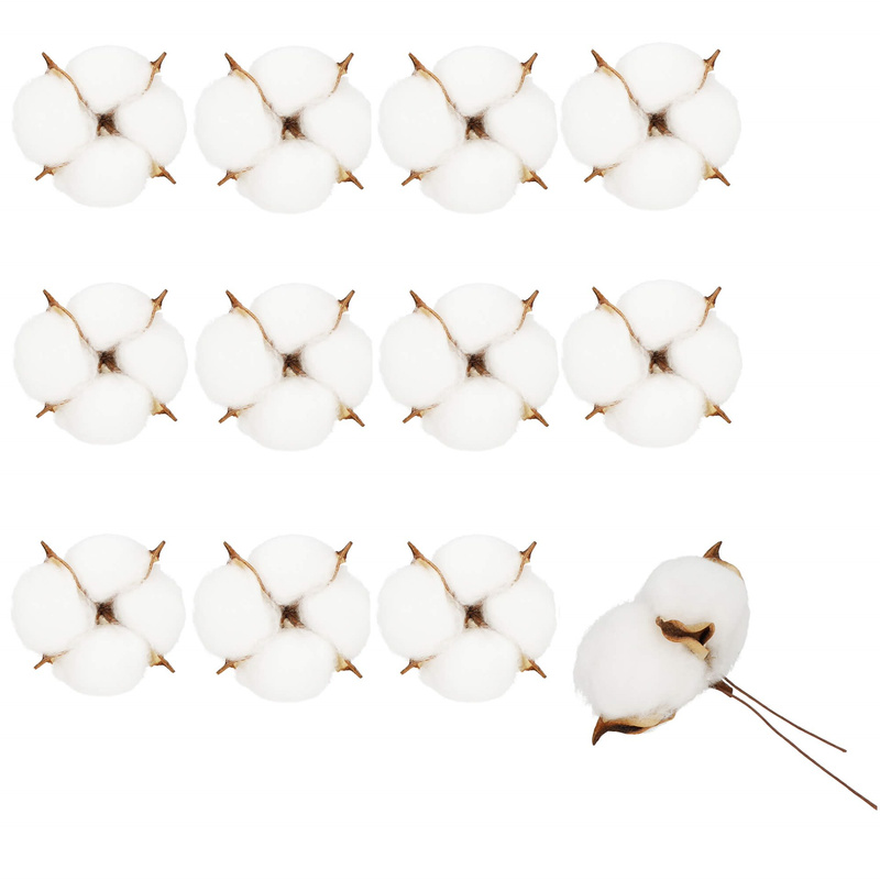 Bawełna kwiaty 12 szt. ozdoby świąteczne na druciku dekoracja do stroika