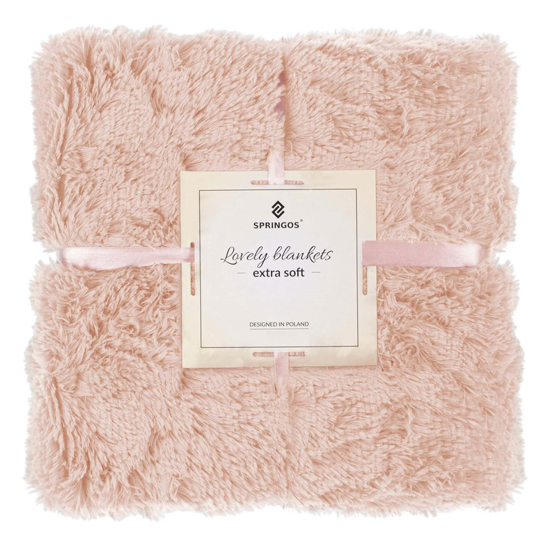 Narzuta na łóżko, koc 160x200 cm dwustronny pled na kanapę różowy