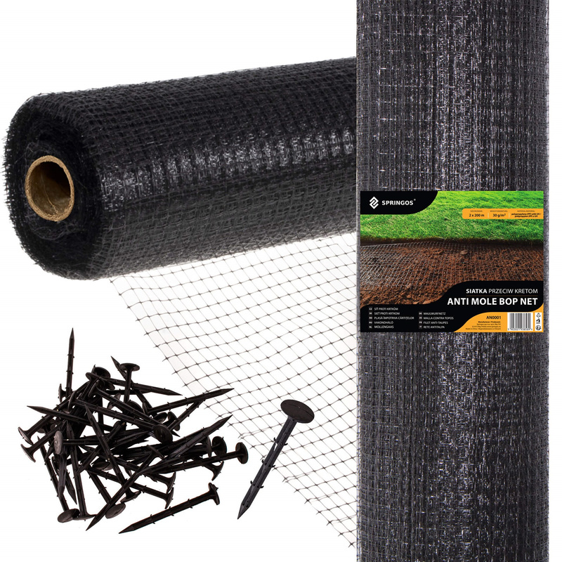 Siatka przeciw kretom nornicom 1 m x 100 m + kołki 100 szt. na gryzonie 30g/m2