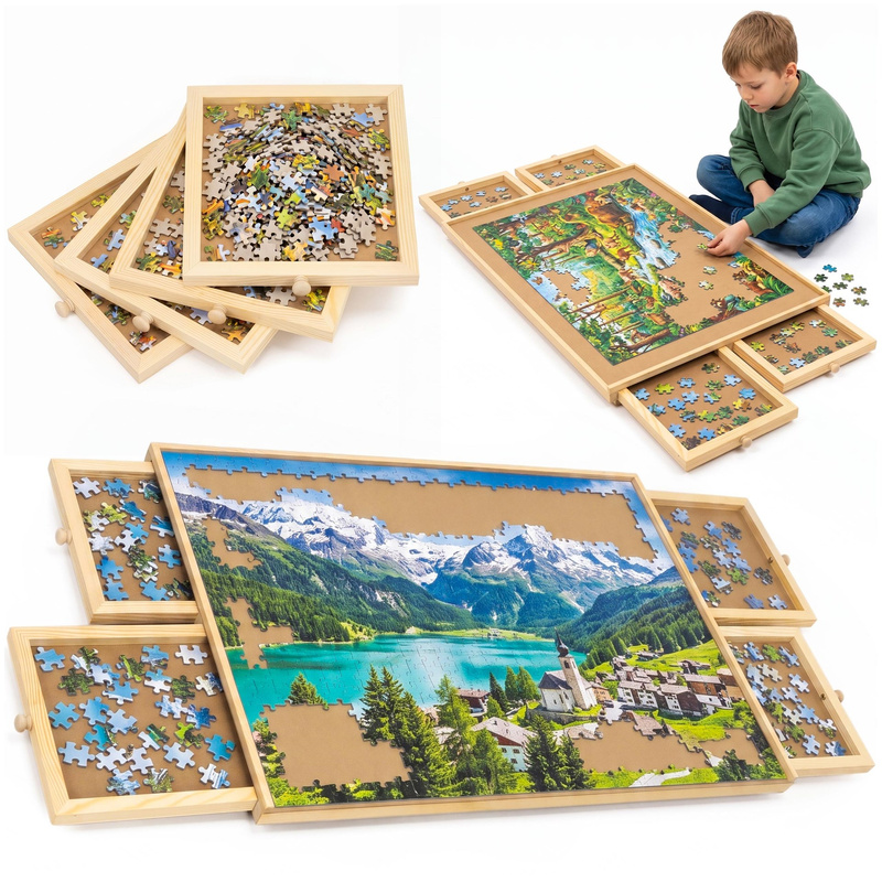Tablica do układania puzzli do 1000 elem. podkładka, organizer z 4 szufladami