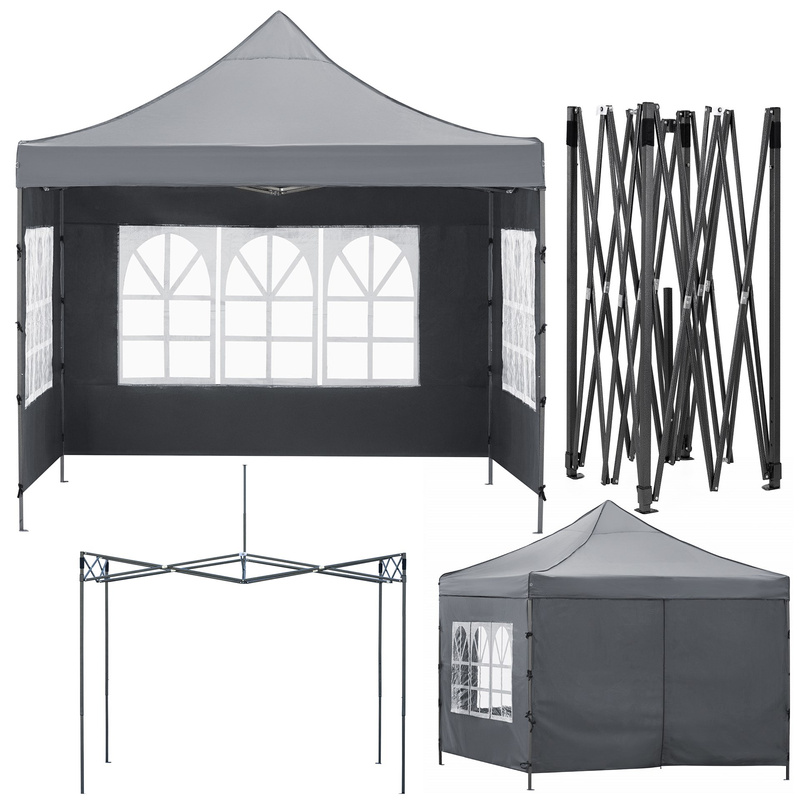 Pawilon handlowy 3x3 m namiot handlowy ekspresowy na imprezy, targ, catering, ciemnoszary