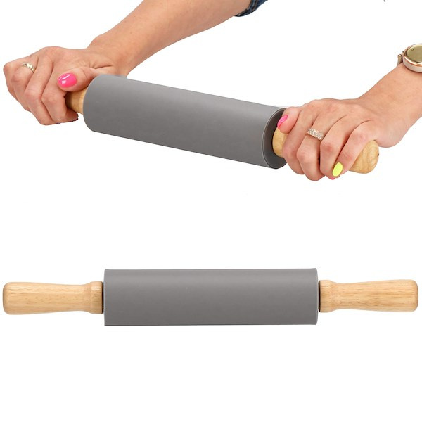 Wałek silikonowy do ciasta 38 cm obrotowy szary