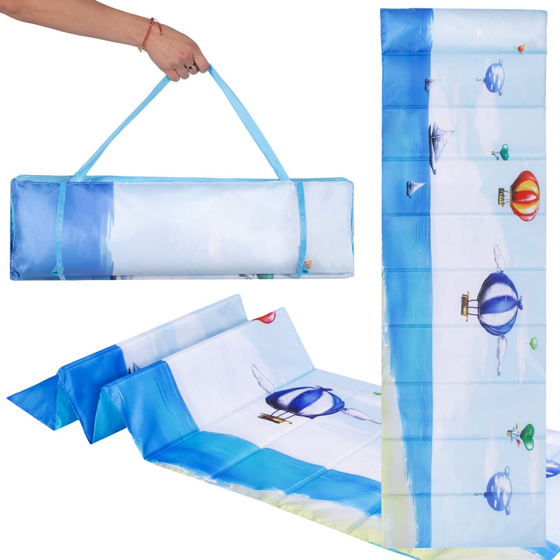 Mata na plażę, piankowa, składana 180x60 cm materac z poduszką, niebieski