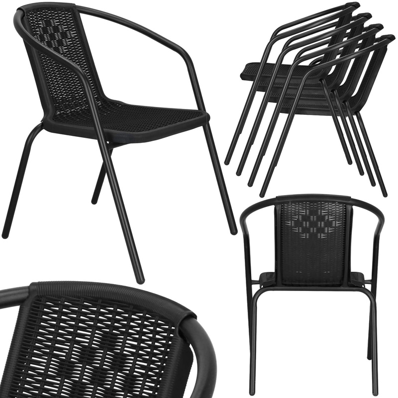 Krzesła ogrodowe 4 szt. metalowe na taras czarne zestaw