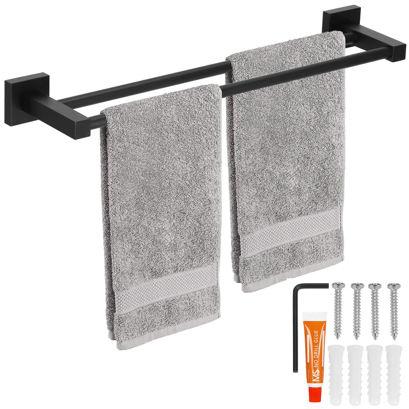 Wieszak łazienkowy naścienny na ręczniki aluminiowy czarny