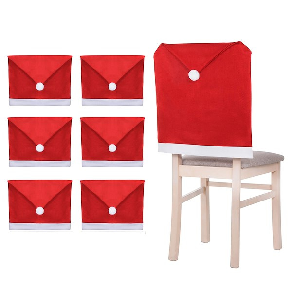 Pokrowce na krzesła 6 szt. świąteczne czapka Mikołaja czerwona