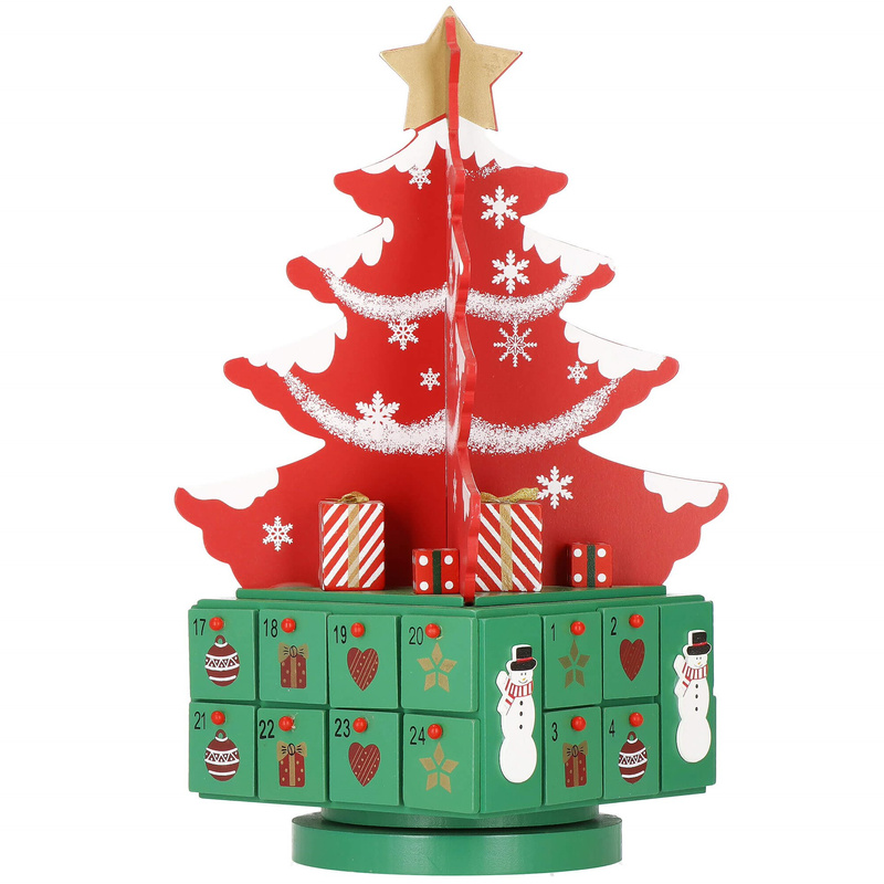 Kalendarz adwentowy drewniana choinka z szufladkami